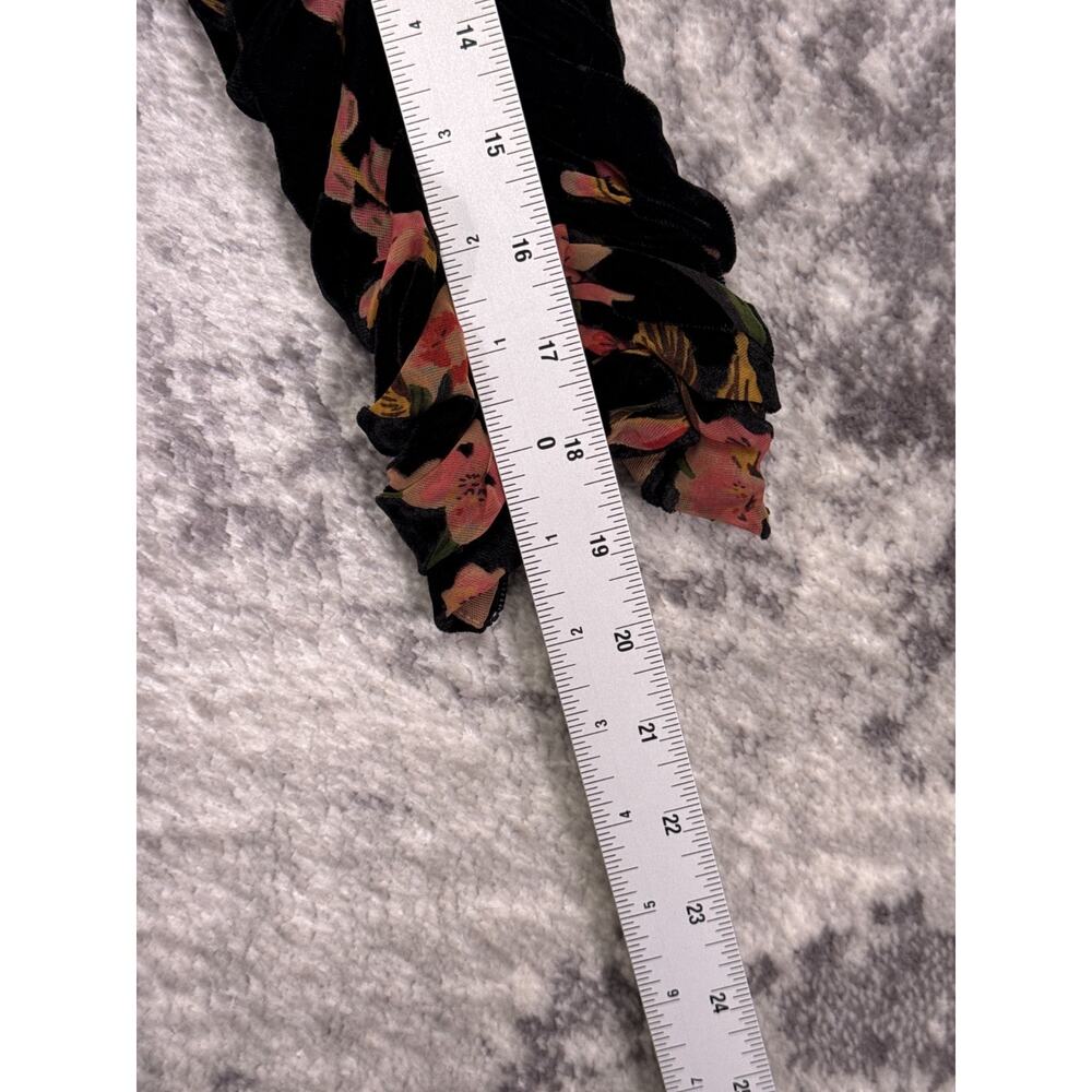 House Of CB Dress Small Womens Black Floral Velvet Ruched Mini Cocktail - Picture 6 of 9